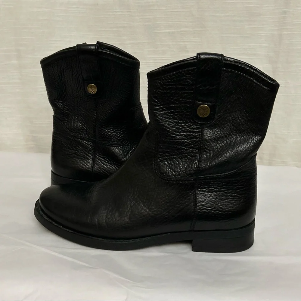 Vince Camuto Payatt Women's Quiet Luxury Black Leather Zipper‎ Ankle Boots